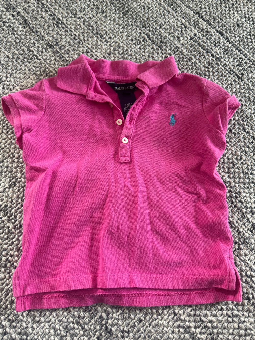 Ralph Lauren Girls' Hot Pink Polo with Teal Pony